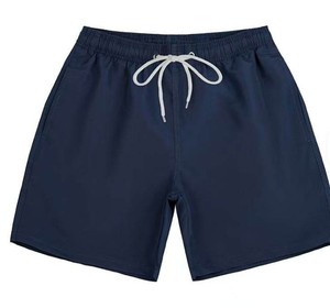 Shorts de plage pour hommes en toile tricotée, couleur unie personnalisée, taille haute, imperméables, séchage rapide, mi-cuisse, ODM - Product Image 4