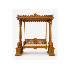 Fabricante de columpios Jhula de madera de teca hechos a medida, columpio Jhula de madera de lujo para villas, columpio Jhula de madera de teca tallado a mano con base de elefante - Product Image 1