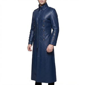 Premium Custom <b>Men's</b> Genuine Leather Reversible Trench <b>Coat</b> with Button Closure <b>Long</b> Winter <b>Coat</b> - Product Image 6