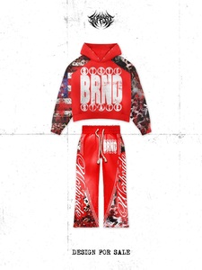 Conjunto de Sudadera con Capucha y Pantalones Deportivos para Hombre, Marca STATE, Estilo Urbano, Estampado, Poliéster, Otoño, Rojo, Negro, Amarillo - Product Image 3