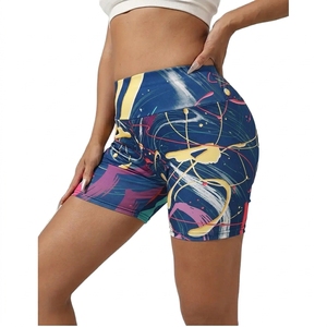 Short de sport pour femme avec logo personnalisé, effet ventre plat et remonte-fesses, respirant, taille haute, style cycliste, pour le yoga et la gym - Product Image 1