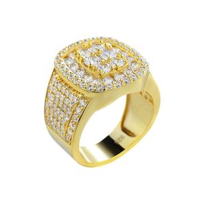 Anillo de Diamante Moissanita Redondo de Varias Capas con Acabado en Oro sobre Plata de Ley 925 para Hombre, Joyería Hip Hop al por Mayor - Product Image 1