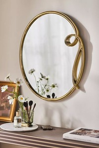 Espejo de Maquillaje Redondo de Pared de Latón con Diseño de Hoja de Ginkgo, Marco Decorativo Estilo Shabby Chic, Soporte Ajustable, No Requiere Electricidad - Product Image 5