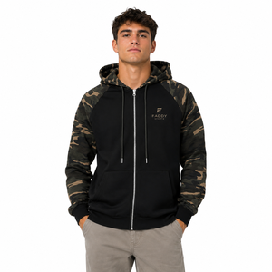 Sweat à capuche zippé surdimensionné pour homme, style streetwear, en molleton épais, à manches raglan, motif camouflage, 2026 - Product Image 4