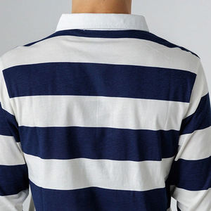 Camiseta Polo de Rugby de Manga Larga para Hombre, Transpirable, de Algodón, con Logotipo Personalizado OEM, Ropa Urbana de Fábrica, Camiseta Polo a Rayas de Algodón - Product Image 4