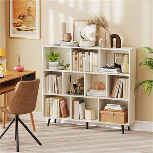 Librería Moderna de 10 Cubos con 5 Patas Metálicas, Organizador de Almacenamiento de 3 Niveles - Product Image 1