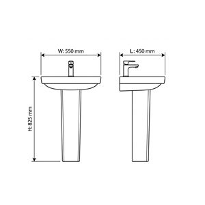 Conjunto de Lavabo Moderno con Pedestal y Lavabo Ovalado para Baño y Uso Hospitalario - Product Image 4