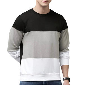เสื้อสเวตเชิ้ตคอกลมแขนแร็กแลนผู้ชาย ทรงปกติ ผ้าถักนิตติ้ง คอตตอน สไตล์ลำลองสำหรับฤดูใบไม้ร่วง ลายบล็อกสี - Product Image 1