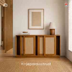 Aparador Buffet Escandinavo de Madera de Teca Japonesa Ecológico de Lujo con Almacenamiento para Cocina, Hogar, Hotel, Restaurante - Product Image 1