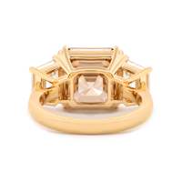 Bague d'anniversaire en or massif 18 carats avec diamant de laboratoire taille Asscher 7 carats et pierres latérales trapèze, double griffe, bijoux