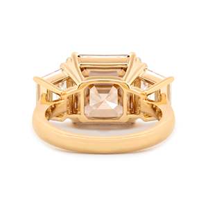Champagne 7ct Asscher Cut Lab Diamond Ring with Trapeze Side <b>Stones</b> Solid 18K Gold Double Claw Prong Anniversary Ring Jewelry - Product Image 6