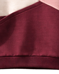 Sudadera de Mujer con Cuello Redondo y Bloques de Color Asimétricos, Tejida en Algodón, para Otoño e Invierno, Largo Regular, Manga Larga, Ecológica - Product Image 4