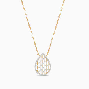 Collier pendentif goutte d'eau avec diamants ronds taille brillant sertis pavé en or jaune pour femme, idéal pour un usage quotidien de luxe - Product Image 3