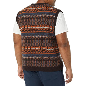 Suéter sin mangas de punto para hombre, estilo clásico, cuello en V, diseño Fair Isle, de lana, corte holgado - Product Image 5