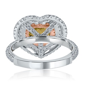 Anillo de Diseño Moderno con Corte de Corazón y Halo de Diamantes Amarillos Cultivados en Laboratorio en Oro Blanco de 14K para Mujer, Certificado VVS+ - Product Image 2