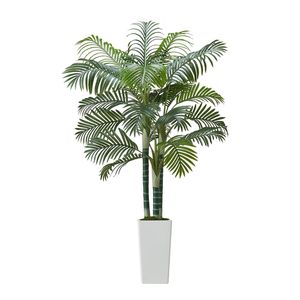 Palma Areca Artificiale Bianca Alta 1,8 m con Vaso Grande in Seta Sintetica, Pianta Tropicale Finta in Vaso - Product Image 1