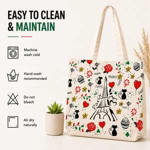 กระเป๋าผ้าแคนวาส Paris Urban Tote คุณภาพพรีเมียม สินค้าขายส่งยอดนิยม กระเป๋าถือผู้หญิง รับทำโลโก้  ใช้งานได้หลากหลาย แฟชั่นทันสมัย ดีไซน์เรียบง่าย - Product Image 3