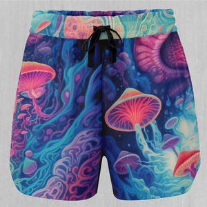 Shorts de sport pour femmes, taille haute, séchage rapide, en tissu Oxford, avec fermeture éclair, bordure en dentelle, impression par transfert thermique, logo personnalisé - Product Image 1