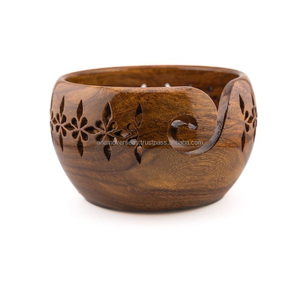 Natural Wood Yarn Bowl | Handmade <b>Knitting</b> Bowl for Yarn <b>Storage</b> and Tangle-Free Use - Product Image 1