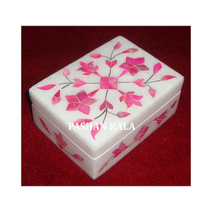 High Quality Handmade New Unique Marble Inlay <b>Blue</b> Mother Of Pearl Square Shape Jewelry Box For Party Decorations And Gifting - Product Image 5