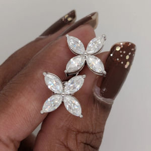 2 Ct Marquise Cut Lab Grown Diamond Stud <b>Push</b> Back Earrings Solid 14K White Gold Earrings, Anniversary Gift For Wooem's - Product Image 1