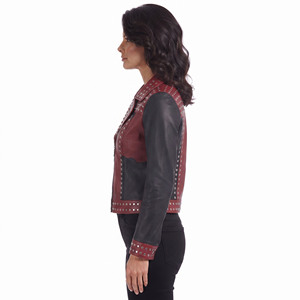 Women Genuine Studded Fashion <b>Jacket</b> Women Leather Studded <b>Jacket</b> With Zipper Ladies Full Sleeve Leather Studded <b>Jackets</b> - Product Image 3