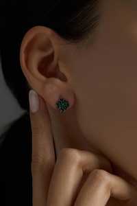<b>Emerald</b> Clover Earrings for Women 925 Sterling Silver Gold Plated Cute Handmade Minimalist Vintage Style Jewelry Gift - Product Image 2