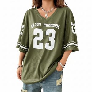 Ladies American Football Jersey Grey V-Neck Short Sleeve Breathable Mesh Shirt Female Gridiron Practice <b>Top</b> Lightweight Teamwear - Product Image 5