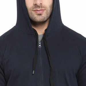 Sweat à capuche pour homme, tendance streetwear, patchwork bicolore, molleton de coton 330g, coupe classique, coupe-vent, respirant, avec poche - Product Image 4