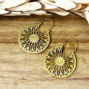 Nuevos Aretes de Aro Boho Mandala, Estilo Bohemia Tribal, de Latón, para Mujer, Chapados en Oro de 18k, Filigrana Geométrica, para Fiesta, Venta al por Mayor/OEM/ODM - Product Image 6