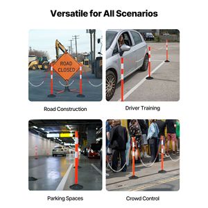 Set di 3 Coni Segnaletici Stradali Resistenti da 34 Pollici con Strisce Riflettenti, Catena e Base Appesantita - Product Image 6