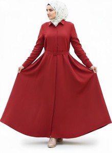 Vestido Largo Modesto para Mujer, Manga Larga, con Cinturón, Estilo Islámico, Casual, Cómodo - Product Image 2