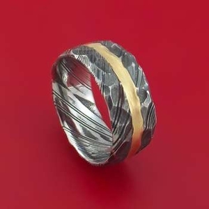 Bague en laiton forgé incrusté de damas de haute qualité à prix bas pour hommes et femmes, nouveaux modèles de bagues en damas - Product Image 1