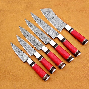 Professional 6 Piece Damascus Steel Kitchen <b>Knife</b> <b>Set</b> Chef Santoku Cleaver Utility Paring <b>Knife</b> with Wood Handle Custom Logo - Product Image 3