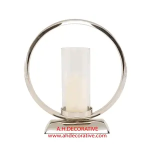 Suporte de vela quadrado em forma de anel, suporte de vela e base quadrada com suporte de vela de vidro para decoração de mesa de casa