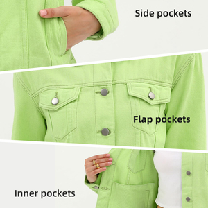 Chaqueta Vaquera Elegante para Mujer, con Botones al Frente, Bolsillos en el Pecho, para Uso Diario, Transpirable, a Bajo Precio - Product Image 6