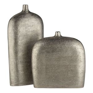 Vase en argent de style nordique en gros |   Vase à fleurs en aluminium texturé mat |   Décoration de table minimaliste |   Vase de luxe électroplaqué - Product Image 5