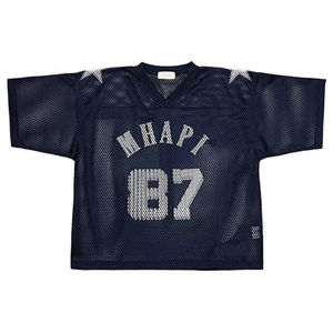 Maillot de football américain unisexe personnalisé en maille perlée respirante, double couche, avec bretelles réglables, manches courtes, 100 % maille - Product Image 1