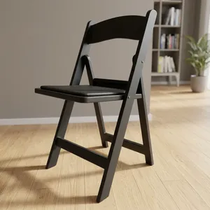 Chaise de jardin pliante noire de haute qualité, design moderne, légère, confortable, en résine, pour les fêtes en plein air - Product Image 2