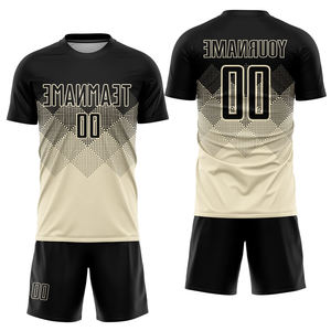 Uniforme de football pour hommes adultes de haute qualité, polyester, séchage rapide, évacuation de l'humidité et respirant, manches courtes, col en V, nom d'équipe personnalisé - Product Image 4