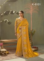 Sari élégant en organza de soie brodé avec des paillettes et des fils, chemisier en soie mono banglori, vêtements ethniques de créateur.