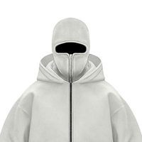 Sweat-shirt à capuche zippé oversize en molleton uni pour homme – Coupe décontractée en coton tricoté pour l'automne