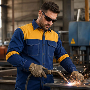 Heavy Duty Flame Resistant Cotton Wholesale FR Workout Wear <b>Welding</b> <b>Shirts</b> Long Sleeves Waterproof Acidproof Plus Size - Product Image 6