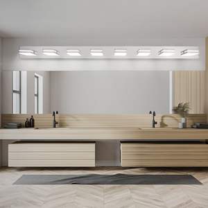 Modern Sleek Minimalist 8-<b>Light</b> Chrome-Iron LED Vanity Wall Sconce Energy-Efficient Easy Install <b>Bathroom</b> <b>Mirror</b> <b>Lighting</b> - Product Image 4