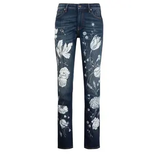 Custom Distressing Boyfriend Women'S Jeans Pant Plus Size Ripped Destroyed Fray Denim Mom Jeans Female