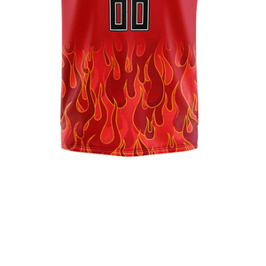 Custom Red Flame Basketball Jersey Sleeveless V-neck Moisture Wicking Unisex Adult Sublimated Print Team Name 00 - Product Image 5