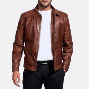 2026 Latest Men's Genuine <b>Leather</b> Mandarin Collar Waterproof Windproof OEM Customizable Winter Breathable Front <b>High</b> Quality - Product Image 3