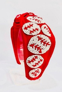 Diadema deportiva elegante personalizada rosa con cuentas y nudo de béisbol para el día del partido, accesorio para el cabello, diademas anchas con nudo de béisbol y cuentas 2026 - Product Image 2