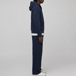 Prix de gros Survêtement 2 pièces à capuche pour homme, 100% Coton, Streetwear Oversize, Poids Moyen, Couleur Unie, Respirant - Product Image 5