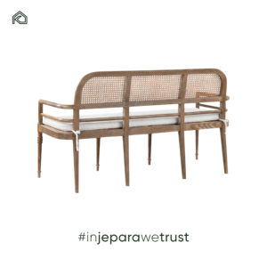 Chaise-banc en teck massif au design moderne, tressée en rotin naturel, écologique, pour hôtel, appartement, salle à manger, parc - Sania - Product Image 5